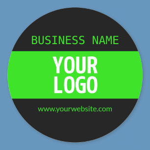Uw Logo of Afbeelding   Zwart en helder groen Ronde Sticker