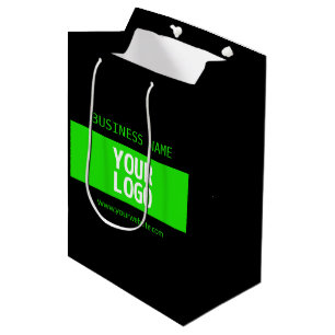 Uw logo of afbeelding Zwart & Heldergroen Medium Cadeauzakje