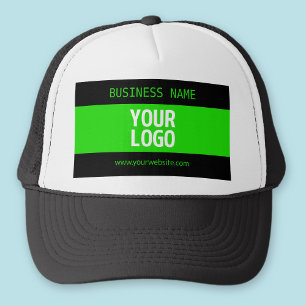 Uw logo of afbeelding Zwart & Heldergroen Trucker Pet