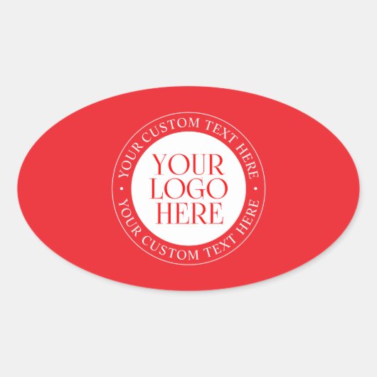 Uw Logo of een ander Afbeelding | Kerst Rood & Wit Ovale Sticker (Voorkant)