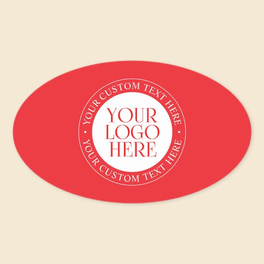 Uw Logo of een ander Afbeelding | Kerst Rood & Wit Ovale Sticker