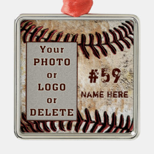 Uw Logo of Foto Persoonlijke Baseball-versieringen Metalen Ornament