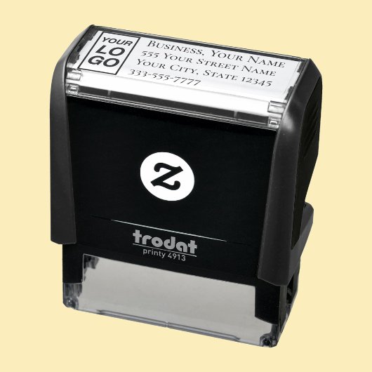 Uw logo of kunst DIY naam adres telefoon Serif tek Zelfinktende Stempel