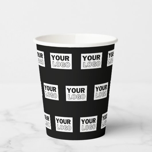 Uw Logo of ontwerp | Bewerkbare kleurenachtergrond Papieren Bekers (Links)