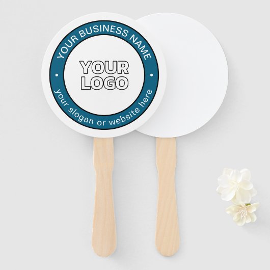 Uw Logo of ontwerp en  circulaire tekst Handwaaier (Voorkant en achterkant)
