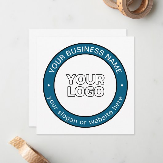 Uw Logo of ontwerp en circulaire tekst Notitiekaartje (Voorkant / Achterkant in situ)