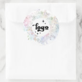 Uw logo op gesimuleerde chunky glitter achtergrond ronde sticker (Tas)