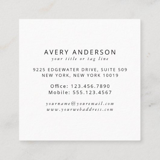 Uw Logo op om het even welke kleurenachtergrond Vierkante Visitekaartje (Achterkant)