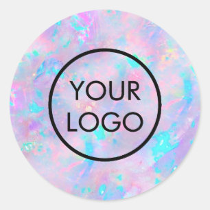 Uw logo op paarse opaal textuur ronde sticker