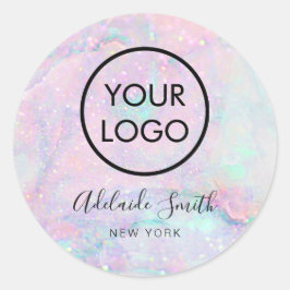 Uw logo op pastelmarmer ronde sticker