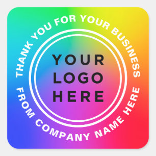 Uw Logo op Regenboog Kleuren Dank u Eyecatching Vierkante Sticker