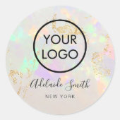 Uw logo op witte opaal ronde sticker (Voorkant)