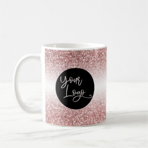 Uw logo over licht roze goud en witte ombre koffiemok