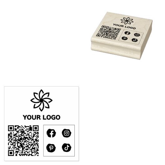 Uw Logo QR Code Custom Business Rubberstempel Rubberstempel (Gestempeld)