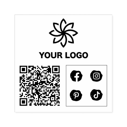 Uw Logo QR Code Custom Business Rubberstempel Rubberstempel (Afrduk)