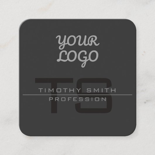 Uw Logo & QR code Modern Elegant Donkergrijs Vierkante Visitekaartje (Voorkant)