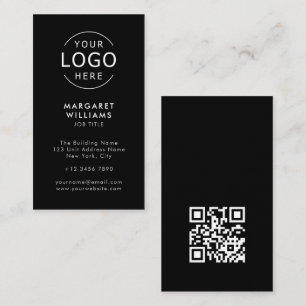 Uw Logo QR Code Zwart Minimalistisch Professioneel Visitekaartje