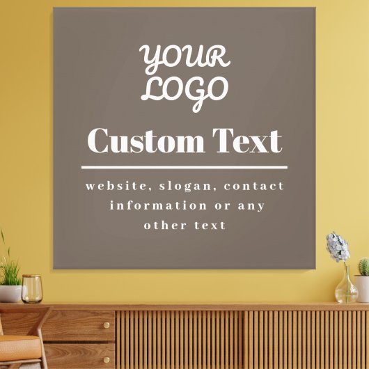 Uw Logo Retro-Modern Beige & Lichtgrijs Canvas Afdruk (Insitu (Woonkamer))