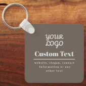 Uw Logo Retro-Modern Beige & Lichtgrijs Sleutelhanger (Voorkant)