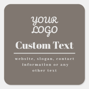 Uw Logo Retro-Modern Beige & Lichtgrijs Vierkante Sticker