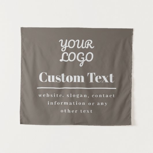 Uw Logo Retro-Modern Beige & Lichtgrijs Wandkleed (Voorkant (horizontaal))