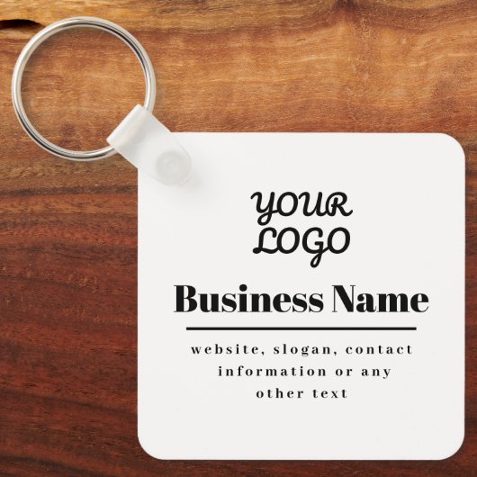 Uw Logo Retro-Modern Wit & Zwart Sleutelhanger (Voorkant)