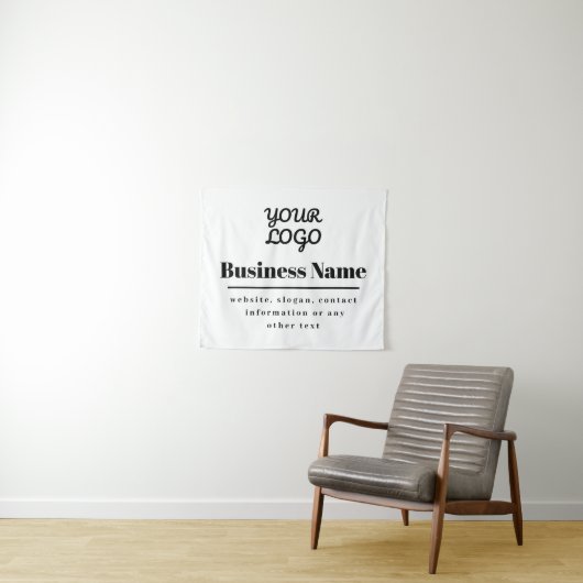 Uw Logo Retro-Modern Wit & Zwart Wandkleed (In Situ (horizontaal))