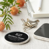 Uw Logo Retro-Modern Zwart & Wit Sleutelhanger (Zijkant)