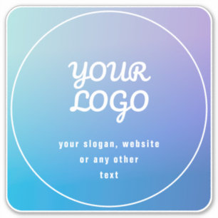 Uw Logo & Slogan of andere tekst Blauw & Paarse Sticker