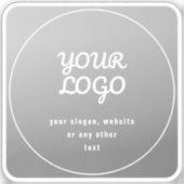 Uw Logo & Slogan of andere tekst | Grijs & Wit Sticker (Voorkant)