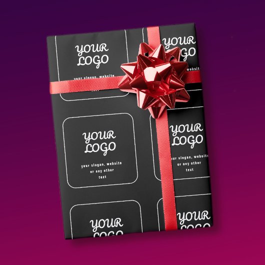 Uw Logo & Slogan of andere tekst | Zwart-wit Cadeaupapier