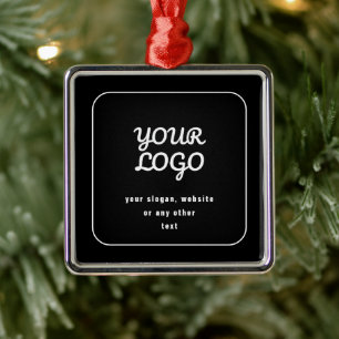 Uw Logo & Slogan of andere tekst Zwart & Wit Metalen Ornament
