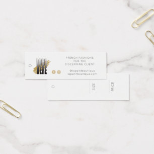 Uw Logo sociale media wit Kledingprijs Label Mini Visitekaartjes