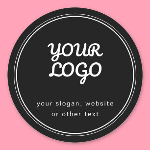 Uw logo stijlvol bewerkbaar zwart en wit ronde sticker