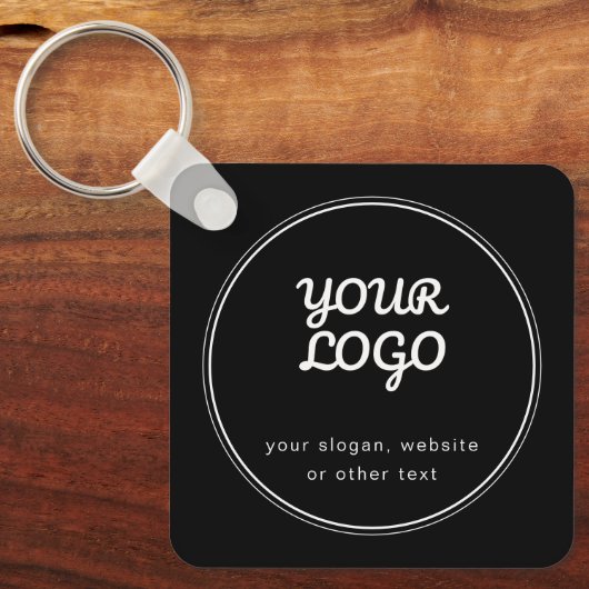 Uw Logo Stijlvol bewerkbaar zwart-wit ontwerp Sleutelhanger (Voorkant)