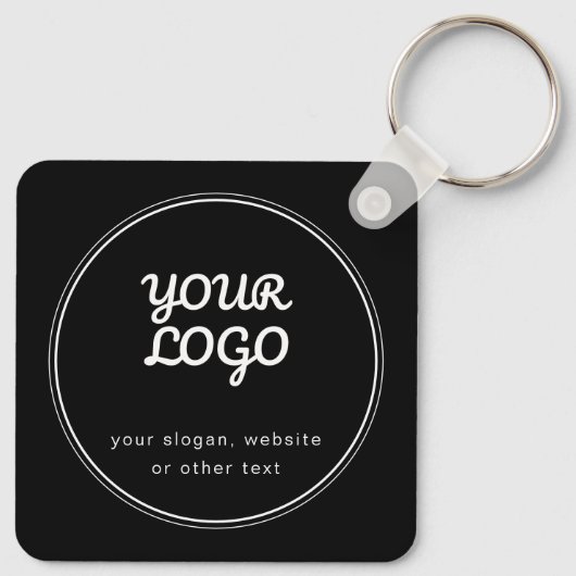 Uw Logo Stijlvol bewerkbaar zwart-wit ontwerp Sleutelhanger (Achterkant)