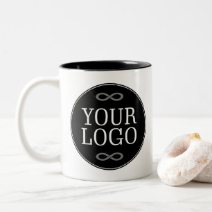 Uw Logo - Stip - Achtergrond ZWART Tweekleurige Koffiemok