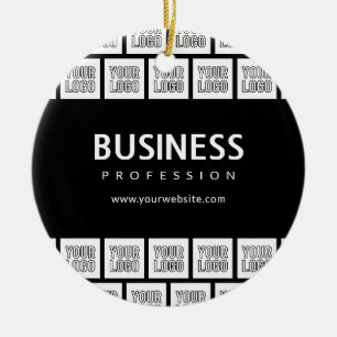 Uw logo-tegelpatroon & bewerkbare bedrijfsnaam keramisch ornament