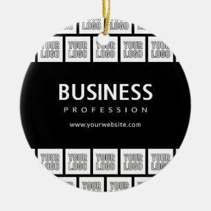 Uw Logo-tegelpatroon en bewerkbare bedrijfsnaam Keramisch Ornament