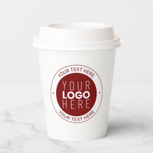 Uw Logo & tekst | Dieprood/DIY-kleur Papieren Bekers (Achterkant)