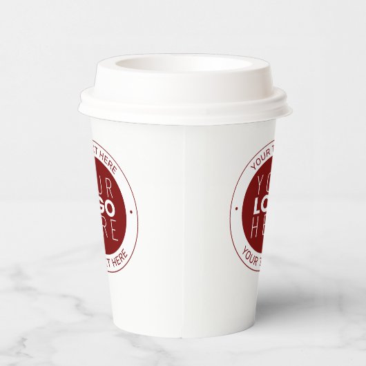 Uw Logo &  tekst | Dieprood/DIY-kleur Papieren Bekers (Rechts)