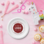 Uw Logo & tekst | Dieprood/DIY-kleur Papieren Bordje (Feest)