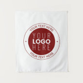 Uw Logo &  tekst | Dieprood/DIY-kleur Wandkleed (Voorkant)