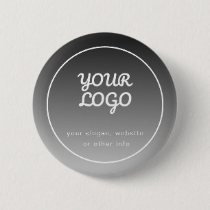 Uw Logo & tekst Donkergrijs verloop Ronde Button 5,7 Cm