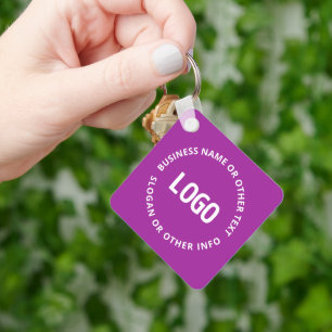 Uw Logo &  tekst   Paarse Violet Sleutelhanger