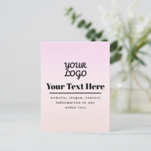 Uw Logo & Tekst Roze & Perzik Ombre Briefkaart
