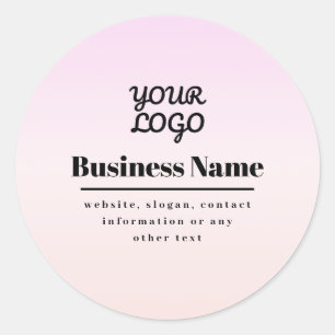 Uw Logo & Tekst Roze & Perzik Ombre Ronde Sticker