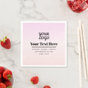 Uw Logo & Tekst   Roze & Perzik Ombre Servet