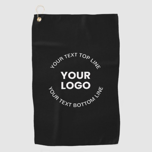 Uw Logo & tekst | Zwart Golfhanddoek (Voorkant)