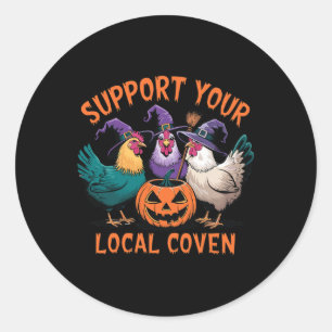 Uw lokale coven grappige Halloween heks kip Ronde Sticker
